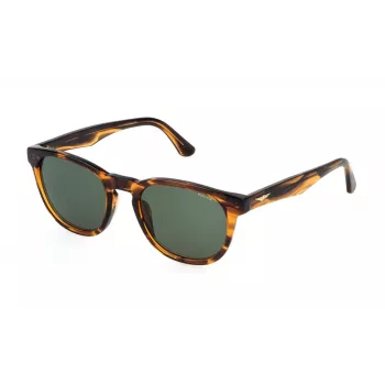 POLICE SPLP22-530836 Vīriešu taisnstūra saulesbrilles, melns rāmis, pelēkas lēcas, 53mm