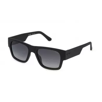 POLICE SPLP23-54U28P vīriešu taisnstūra formas polarizētas saulesbrilles, melns rāmis, pelēkas lēcas, 54mm