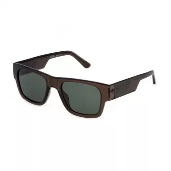 POLICE SPLP23M54M82P Vīriešu taisnstūra polarizētas saulesbrilles Havana acetāta rāmis zaļas lēcas 54mm