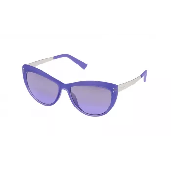 POLICE Sieviešu saulesbrilles S1970M556WKX - Kvadrātveida acetāta rāmis, pelēkas polikarbonāta lēcas, 55 mm lēcu platums