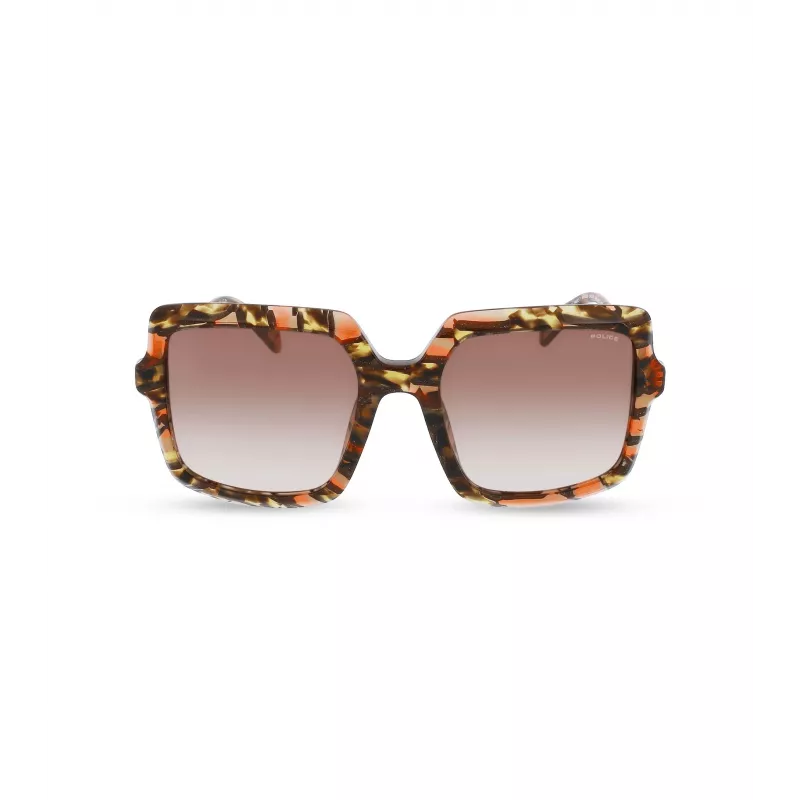 POLICE Sieviešu saulesbrilles SPLG20M5409YB - Taisnstūra acetāta rāmis, UV400 aizsardzība, 54 mm lēcas