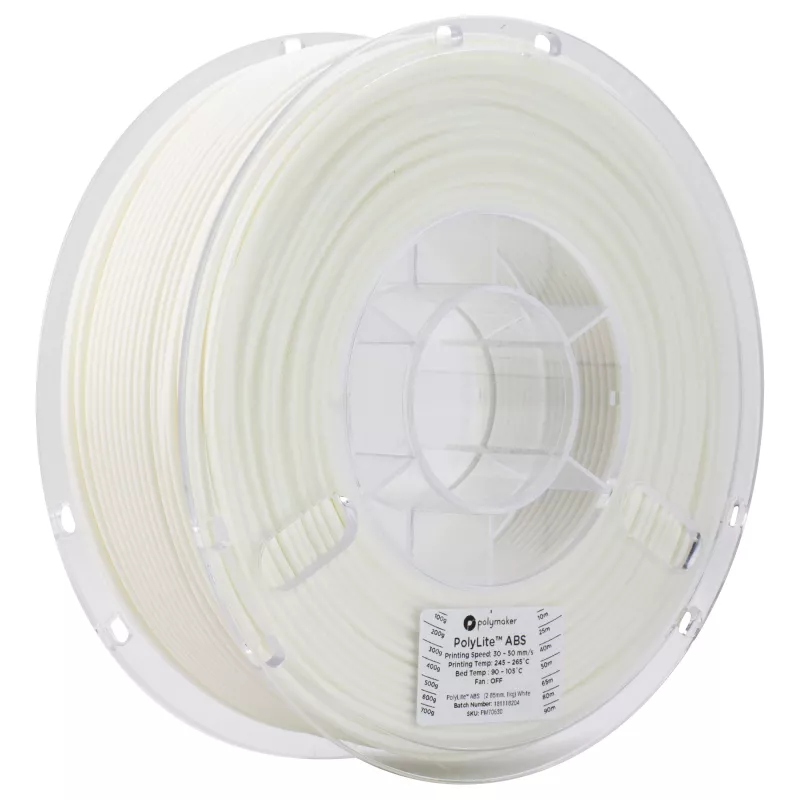Polymaker ABS Filament 1.75mm, balts, 1kg