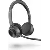 Poly Voyager 4320 UC bezvadu Bluetooth austiņas ar BT700 USB-C adapteri, uz auss, divu mikrofonu trokšņu slāpēšana, 24h sarunu laiks, melnas
