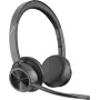 Poly Voyager 4320 UC bezvadu Bluetooth austiņas ar BT700 USB-C adapteri, uz auss, divu mikrofonu trokšņu slāpēšana, 24h sarunu laiks, melnas