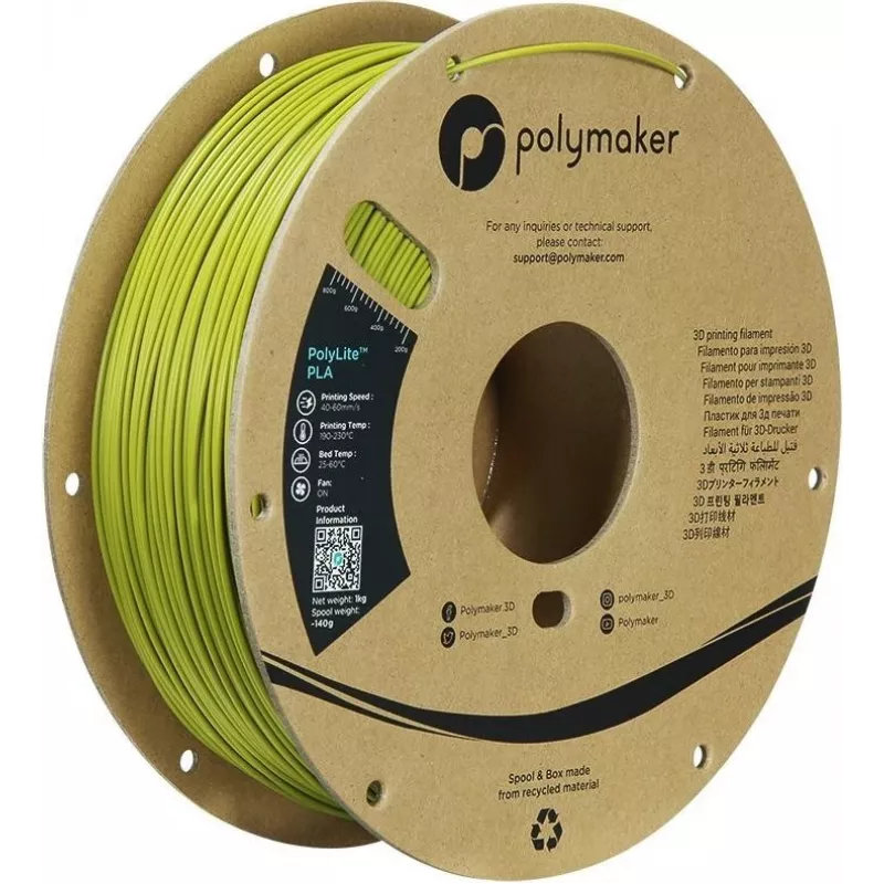 Polymaker PolyLite PLA 3D printera kvēldiegs 1,75mm olīvzaļš 1kg (PA02058)