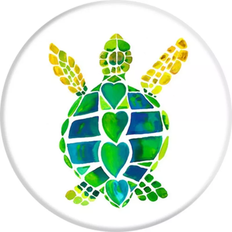 PopSockets PopGrip Turtle Love - maināms tālruņa satvērējs un statīvs, daudzkrāsains