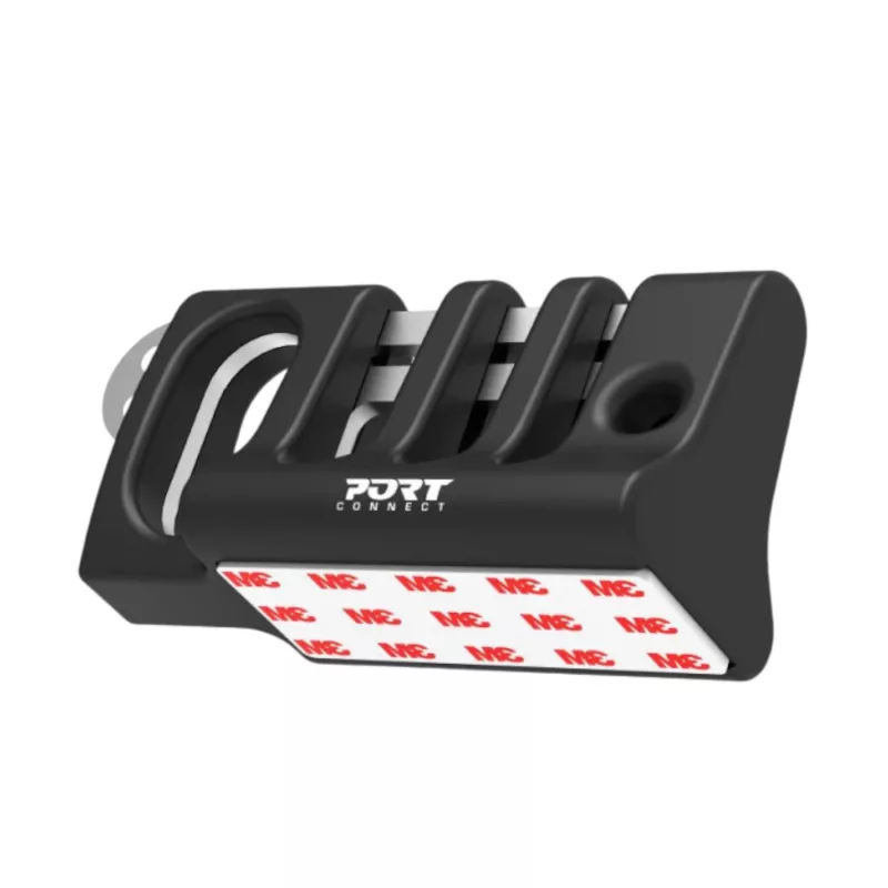 Port Connect Desktop vadu pārvaldnieks pelei un tastatūrai – pašlīmējošs silikona klipsis, 3 sloti, melns