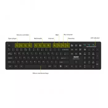 Port Connect Tough Office USB tastatūra - melna