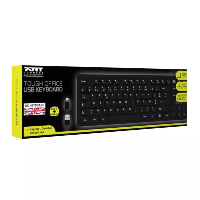 Port Connect Tough Office USB tastatūra - melna