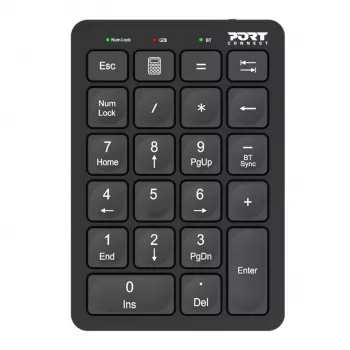 Port Designs ciparu tastatūra Bluetooth uzlādējama - 22 taustiņi, melna