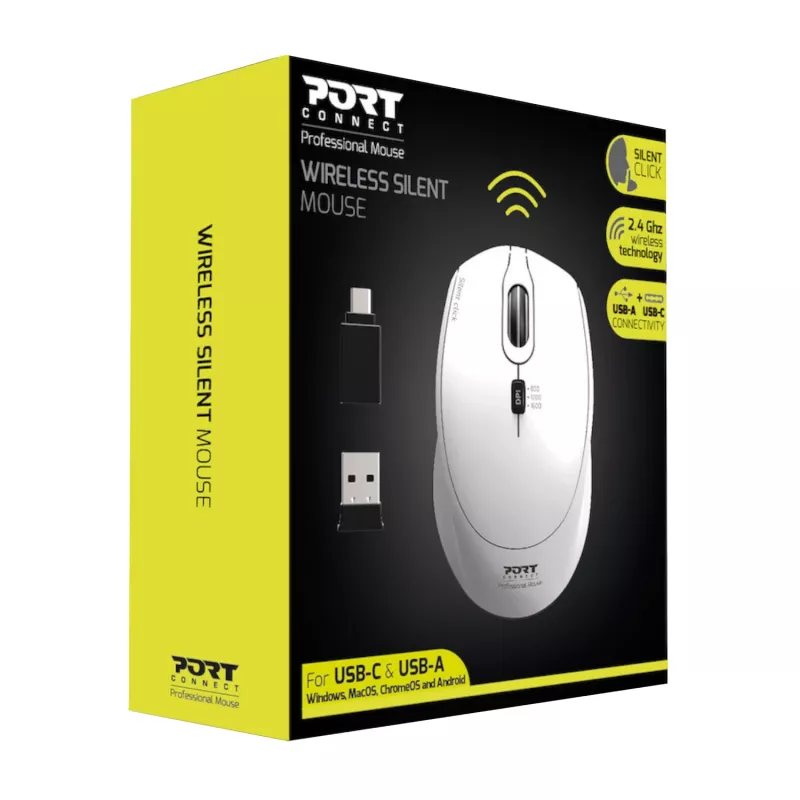 Port Designs Port Connect Silent 1600DPI 3 pogu bezvadu pele - balta