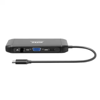 PORT USB-C Docking Station 11-in-1 Hub ar 4K HDMI, VGA, Gigabit Ethernet, 100W PD, USB 3.1, SD/MicroSD, Audio - Melns
