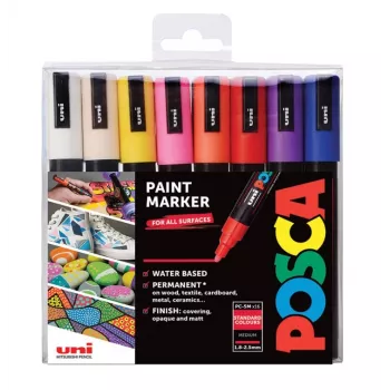 POSCA PC-5M lodveida uzgaļa marķieru komplekts, dažādas krāsas, 16 gabali