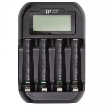 POWER PLANT PP-UN4 4 nodalījumu LCD akumulatoru lādētājs AA/AAA NiMH NiCd uzlādējamām baterijām