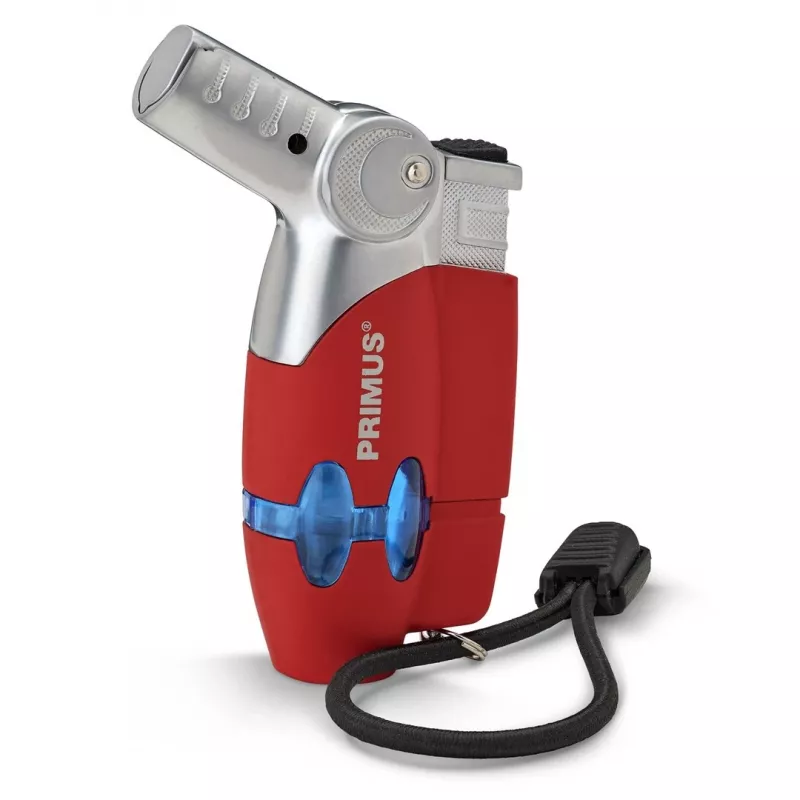 Primus PowerLighter III Spark Piezo virtuves šķiltavas – sarkana, uzpildāma ar butāna gāzi, vēja necaurlaidīga, regulējama liesma, āra un kempingam