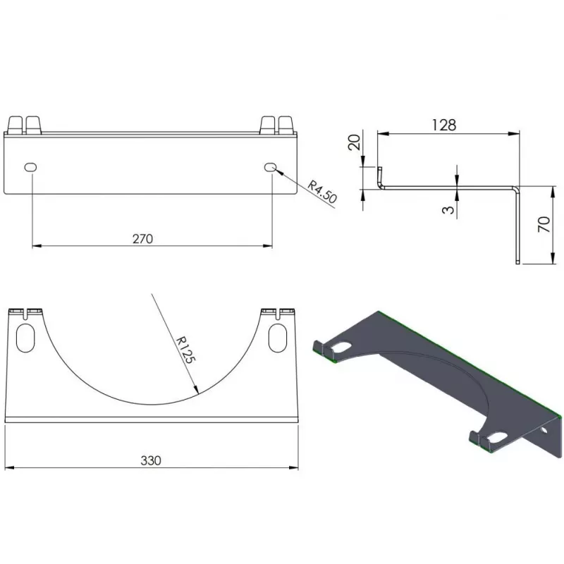 Pro-Line Sienas Turētājs 1 Gāzes Balonam, Maks. Diametrs 250 mm, Industriāli Zils