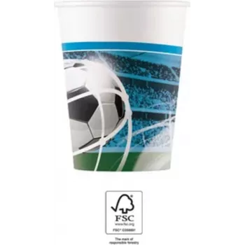 Procos Futbola ballītes papīra krūzes 200 ml, 8 gab. iepakojums (93746)