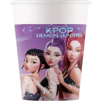 Procos K-Pop Demon Hunters papīra krūzes 200 ml, 8 gab. | Ballīšu krūzes ar tematisku dizainu 98640