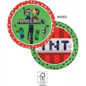 Procos Minecraft ballītes papīra šķīvji 23 cm 8 gab. 95441