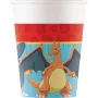 Procos Pokémon papīra krūzes 8 gab. 200ml Pikachu Charmander Squirtle Bulbasaur ballīšu krūzes 98401