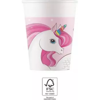 Procos Unicorn Rainbow papīra krūzes 200ml 8 gab. 93759