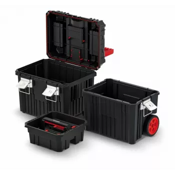 PROSPERPLAST Kistenberg Heavy Mobile Tool Box 40L Black/Red with Wheels