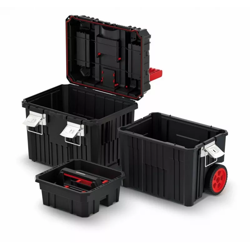 PROSPERPLAST Kistenberg Heavy Mobile Tool Box 40L Black/Red with Wheels