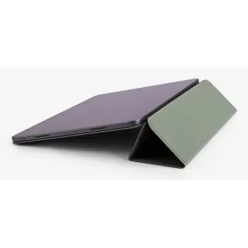 Aizsargapvalks iPad Air 13 (2024/2025) - tumši melns vegāna ādas folio ar statīvu, magnētisko aizdari, Apple Pencil atbalstu, militāra līmeņa kritienu aizsardzību