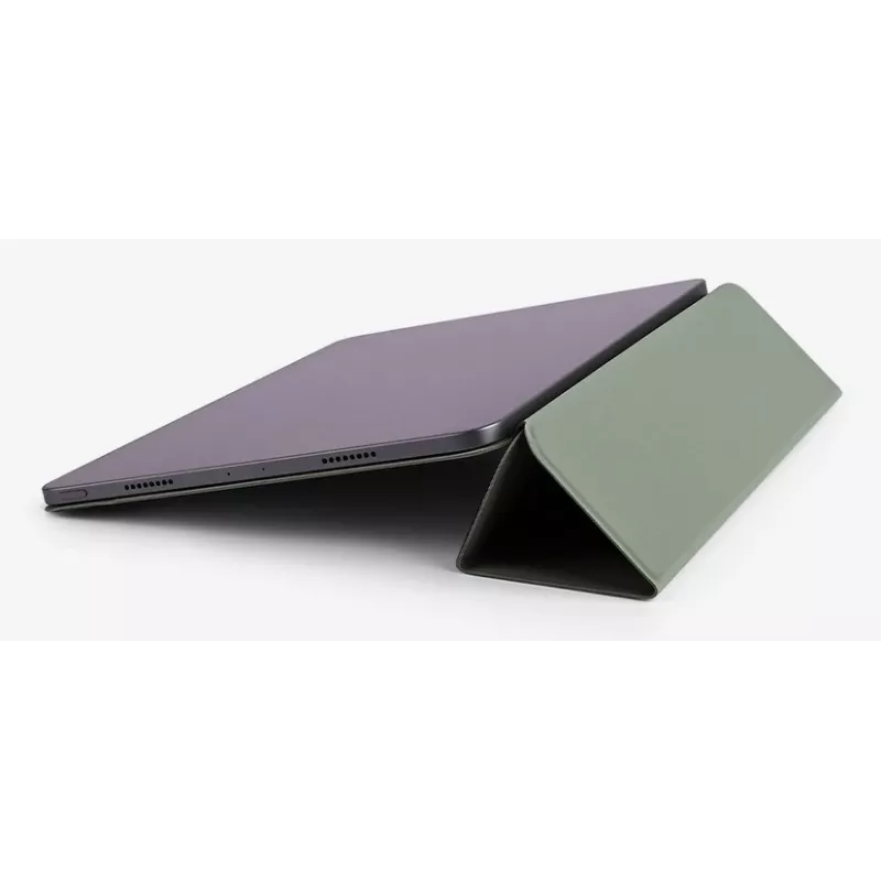 Aizsargapvalks iPad Air 13 (2024/2025) - tumši melns vegāna ādas folio ar statīvu, magnētisko aizdari, Apple Pencil atbalstu, militāra līmeņa kritienu aizsardzību