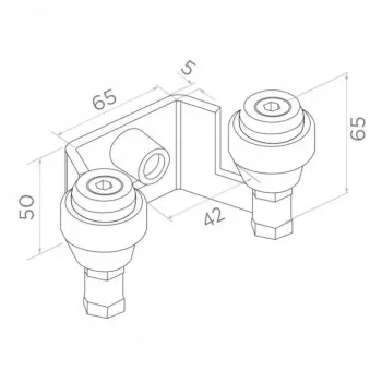 PSG 60.022.7016 Augšējais vārtu vadotnes kronšteins bīdāmajiem vārtiem, 42 mm rullīši, antracīta pelēks RAL7016
