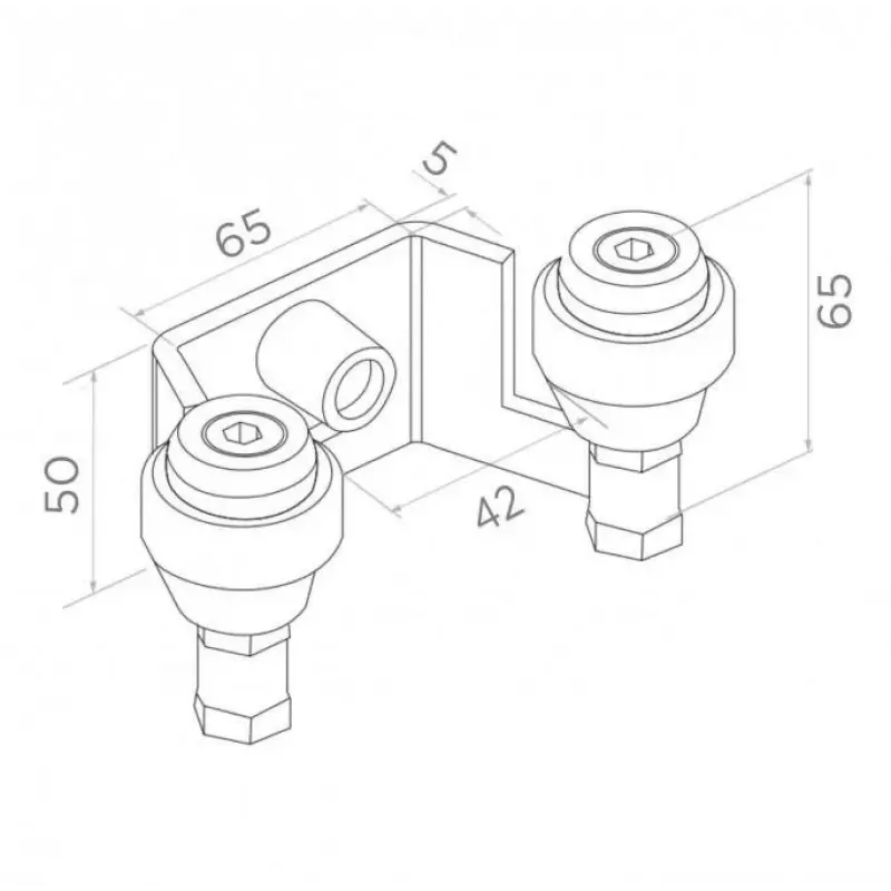 PSG 60.022.7016 Augšējais vārtu vadotnes kronšteins bīdāmajiem vārtiem, 42 mm rullīši, antracīta pelēks RAL7016