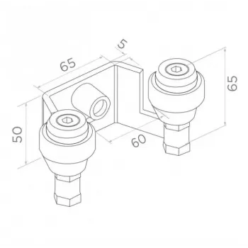 PSG 60.023.9005 Augšējais vadotnes kronšteins bīdāmiem vārtiem, 60mm, 2 rullīši, melns RAL 9005