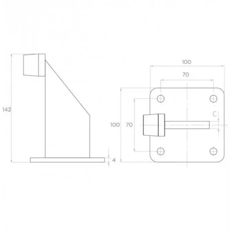 PSG 60.039.9005 Vārtu atdure, EPDM gumija, melna RAL 9005, 2 caurumu stiprinājums, 70 mm caurumu attālums, 11 mm caurumi, -30°C līdz +80°C