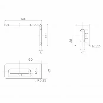 PSG 60.041 vadotnes rullīšu kronšteins 100x60mm cinkots tērauds