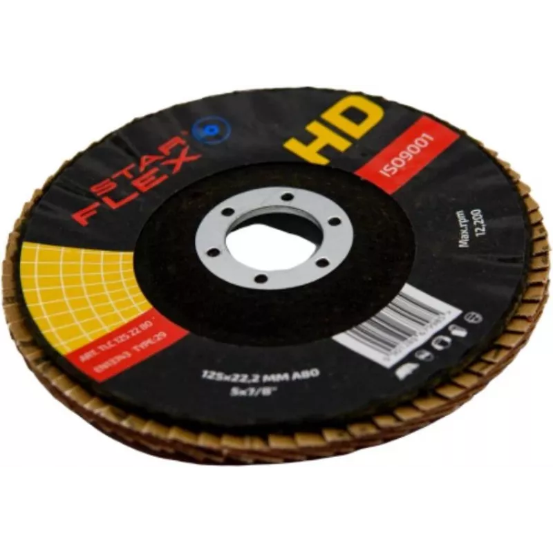 PSG Star Flex T29 SG INOX keramiskais atloku disks 125 mm, 22,23 mm urbums, P40 graudainība, 29. tipa konisks, nerūsējošajam tēraudam un metālam