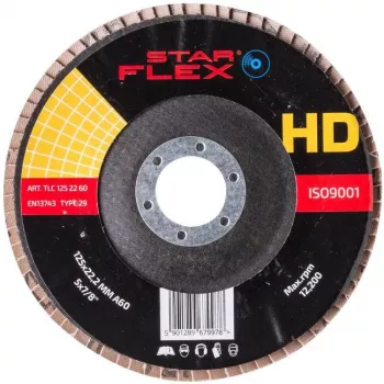 PSG Star Flex T29 SG INOX Keramiskais atloku disks 125 mm, 22,23 mm urbums, P60 graudainība, konisks 29. tips, nerūsējošajam tēraudam