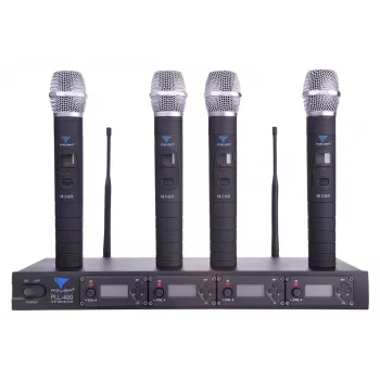 PULSAR PLL-400 UHF 4-kanālu bezvadu mikrofonu sistēma (4 rokas mikrofoni)