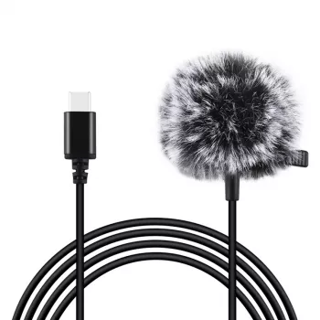 PULUZ Jack Tie Mikrofons ar Klipsi PU425 1,5m USB-C
