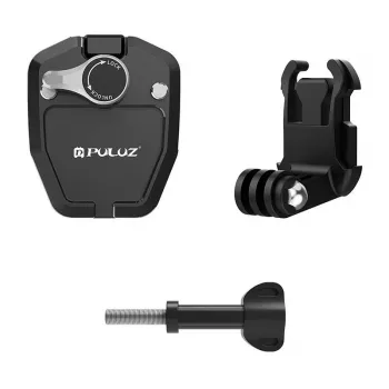PULUZ Motocikla vējstikla klipsis sporta kamerām (DJI Osmo Action 4, GoPro Hero 12, Insta360 Ace Pro / X4) - Melns