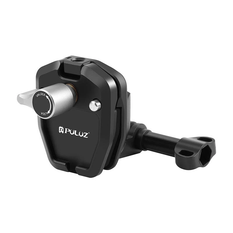 PULUZ Motocikla vējstikla klipsis sporta kamerām (DJI Osmo Action 4, GoPro Hero 12, Insta360 Ace Pro / X4) - Melns