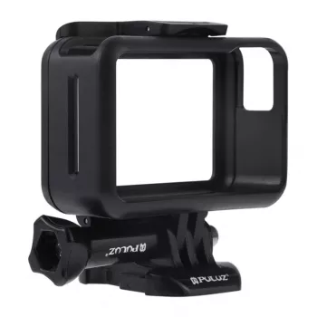 Puluz aizsargrāmis DJI Osmo Action - melns PC rāmis ar aukstā apavu stiprinājumu, ātrās atbrīvošanas sprādzi