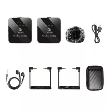 PULUZ PU3153B Bezvadu lavaliera mikrofons 1 TX + 1 RX, 2.4GHz, USB-C, Omnidirectional kondensatora, trokšņu samazināšana, Plug-and-Play Android un PC