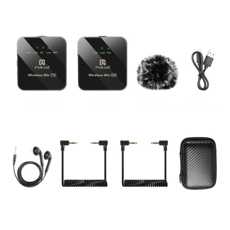PULUZ PU3153B Bezvadu lavaliera mikrofons 1 TX + 1 RX, 2.4GHz, USB-C, Omnidirectional kondensatora, trokšņu samazināšana, Plug-and-Play Android un PC
