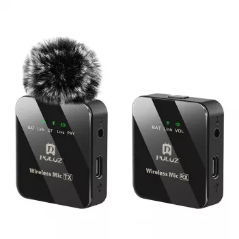 PULUZ PU3153B Bezvadu lavaliera mikrofons 1 TX + 1 RX, 2.4GHz, USB-C, Omnidirectional kondensatora, trokšņu samazināšana, Plug-and-Play Android un PC
