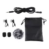 PULUZ PU424 Lavaljē mikrofons 1.5m 3.5mm TRRS Omnidirectional Kondensatora Clip-on Mikrofons viedtālruņiem, DSLR kamerām, klēpjdatoriem - Melns