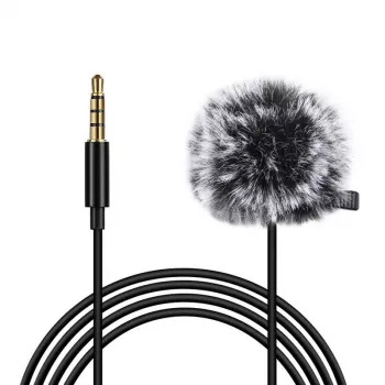 PULUZ PU424 Lavaljē mikrofons 1.5m 3.5mm TRRS Omnidirectional Kondensatora Clip-on Mikrofons viedtālruņiem, DSLR kamerām, klēpjdatoriem - Melns