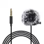 PULUZ PU424 Lavaljē mikrofons 1.5m 3.5mm TRRS Omnidirectional Kondensatora Clip-on Mikrofons viedtālruņiem, DSLR kamerām, klēpjdatoriem - Melns
