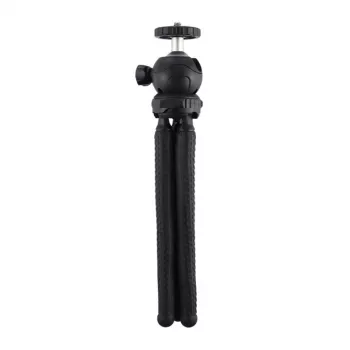 PULUZ PU435 Mini Octopus Tripod Elastīgs un liekams statīvs ar 360° lodveida galvu un tālruņa turētāju viedtālruņiem, kompaktajām kamerām, darbības kamerām, mazām bezspoguļa kamerām, maksimālā slodze 1.2 kg, melns
