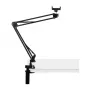 PULUZ PU650B tiešraides statīvs ar telefona turētāju (melns) – galda statīvs ar 16 cm LED gredzenveida gaismu