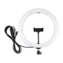 PULUZ PU656B 10 collu LED gredzenveida gaisma ar telefona turētāju un statīvu, 12W, 3000K-6500K, USB barošana, tiešraidei, TikTok, YouTube, grimam, fotografēšanai